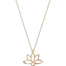 Bigakan Lotus Çiçeği Minik Lotus Kolyesi 925 Ayar Gümüş (Rose Kaplama ile Güçlendirilmiştir)