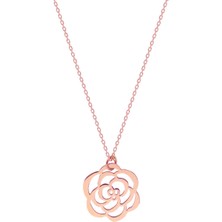 Bigakan Kadın Rosse Kaplama Sevgi Gülü Gümüş Kolye