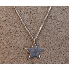 Bigakan Kadın Gümüş Kolye Rose Gold Kaplama Sade Yıldız Gümüş Kolye