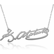 Bigakan Atatürk Imzası Gümüş Kadın Kolyesi