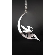 Bigakan Zarif Ay Kanatlı Peri Gümüş Kolye Kadın Kolyesi