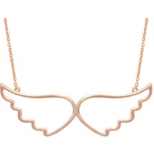 Bigakan Rose Renkli Melek Kanadı Gümüş Kolye