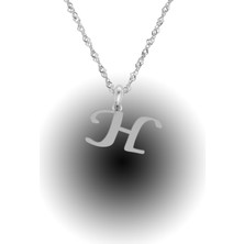 Bigakan Gümüş H Harfi Isim Yazı Singapur Zincir Bayan Modeli Rodyum Kaplama