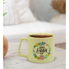BK Gift Happy Easter Tasarımlı Pastel Sarı Middle Kupa Bardak