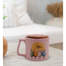 BK Gift Happy Easter Tasarımlı Pastel Pembe Middle Kupa Bardak