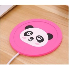 Carat Home Bardak Altı Isıtıcı Pembe Panda USB Isıtıcılı Masa Oto ve Kamp Bardak Altlığı USB Isıtıcı