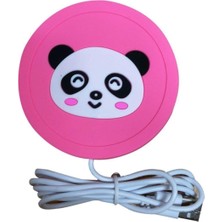 Carat Home Bardak Altı Isıtıcı Pembe Panda USB Isıtıcılı Masa Oto ve Kamp Bardak Altlığı USB Isıtıcı