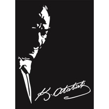 Lizpo Decor Atatürk Silüeti ve Imzası Sticker Beyaz