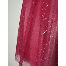 Pink Kiz Cocuk Simli Cok Şık Bayram Dugun Ozel Gun Dogum Gunu Elbise