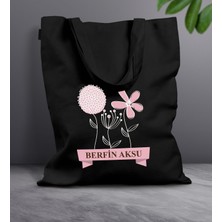 Bk Gift Kişiye Özel Isimli Anneler Günü Tasarımlı Siyah Kumaş Bez Çanta, Baskılı Omuz Çantası, Alışveriş Çantası, Anneler Günü Hediyesi, Anneye Hediye-4