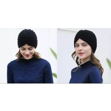 Queen Aksesuar Trend Lüks Özel Tasarım Örme Örgü Kristal Taşlı Broşlu Iğneli Türban Bone Şapka Düğümlü Bere Kadın