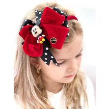 Queen Aksesuar Kadife Fiyonklu Puantiyeli Mickey Mouse Taç