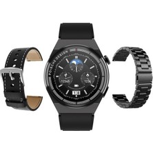 Pazariz Akıllı Saat Gt3 Max 3 Erkeklere Özel Premium 44MM Ios ve Android Uyumlu Deri Kordon Hediyeli