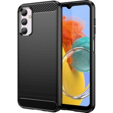 Microcase Samsung Galaxy M14 Brushed Carbon Fiber Silikon Kılıf - Siyah AL3332