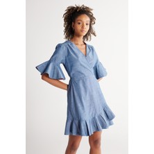 Wrangler Regular Fit Normal Kesim %100 Pamuk V Yaka Jean Kot Kısa Elbise