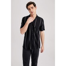 DeFacto Regular Fit Apaş Yaka Baskılı Viskon Kısa Kollu Gömlek X4729AZ23SM