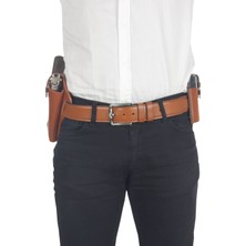 Polis Sepeti Profesyonel Deri Koltukaltı Tabanca Kılıfı (Tüm Tabancalar Için) Çift Şarjörlü Taba