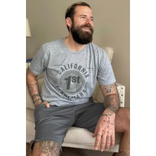 Pijama Evi California Baskılı Şortlu Kısa Kollu Erkek Pijama Takımı