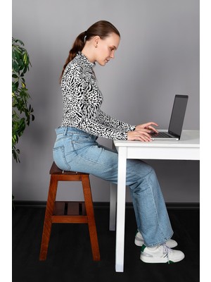 Refilya Katlanır Merdiven Tabure Natürel Kayın Ağacı