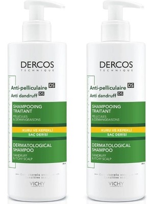 Vichy Dercos Kepeğe Karşı Etkili Bakım Kuru Saç Derisi Şampuanı 390 x 2