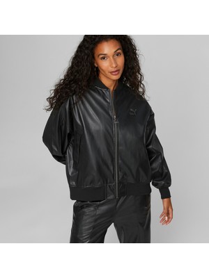 Puma Kadın Puma Black-Dark Shadow Cat Puma T7 Faux Leather Bomber Siyah Kadın Bomber Suni Deri Ceket