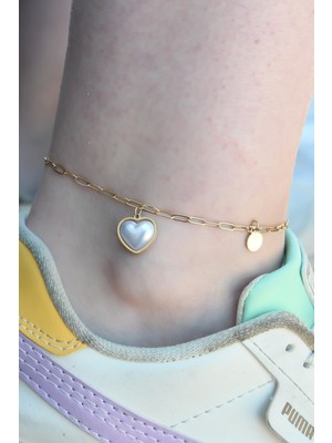 Stil Love 316L Çelik Gold Renk Kalp Model Kadın Halhal