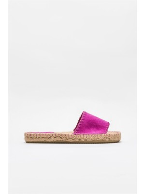 Elle Fuşya Deri Kadın Espadril