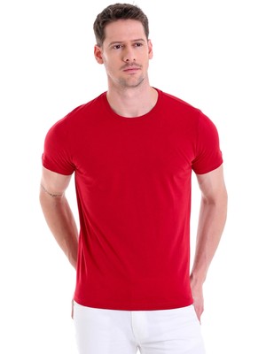 Hatemoğlu Düz Regular Fit 100% Pamuk Bisiklet Yaka Tişört