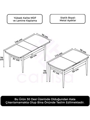 Han Serisi 70X114 Açılabilir Mdf Mutfak Masası