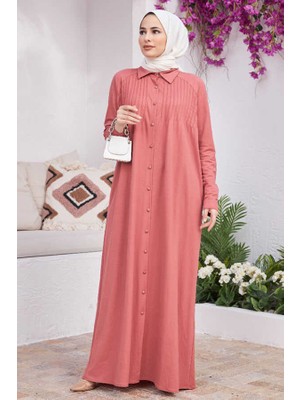 Neways 6502 - Ancelina  Nervürlü Ferace Gül Kurusu