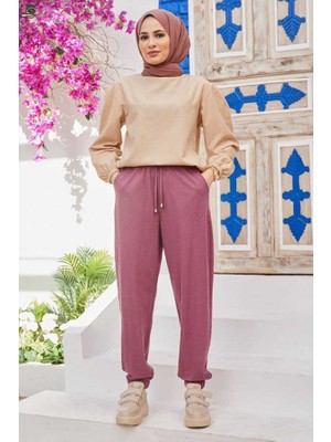 Neways 1151-LASTIKLI Pantolon Lila