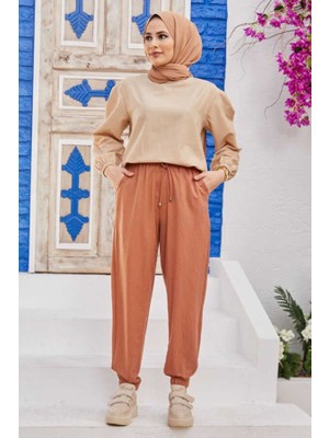 Neways 1151-LASTIKLI Pantolon Somon