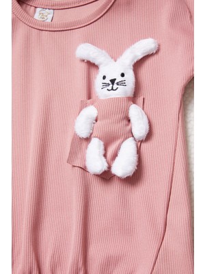 Cansın Mini Pembe Tavşan Detaylı Kız Çocuk Şortlu Takım 15425