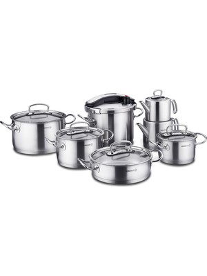 Korkmaz Proline 14 Parça Hiper Set Çelik Tencere Seti