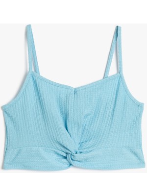 Crop Üst Ince Askılı Dar Kalıp Dokulu