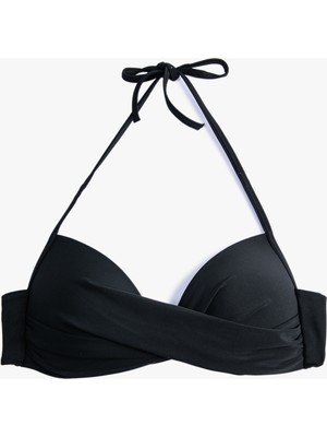 Push Up Bikini Üstü Boyundan Bağlamalı Drapeli
