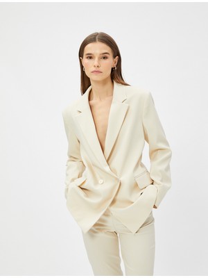Oversize Blazer Ceket Kruvaze Düğmeli