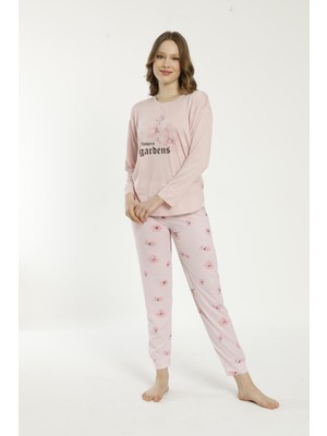 Estiva 22135 Kadın Çiçek Desenli Uzun Kollu Viskon Pijama Takımı