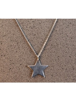 Bigakan Kadın Gümüş Kolye Rose Gold Kaplama Sade Yıldız Gümüş Kolye