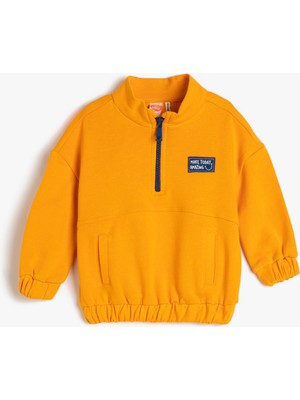 Koton Sweatshirt Dik Yaka Fermuarlı Pamuklu Cepli