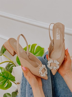 Erva'nın Butiği Nude Cilt (Sasha) Taş Detay Kadın Babet