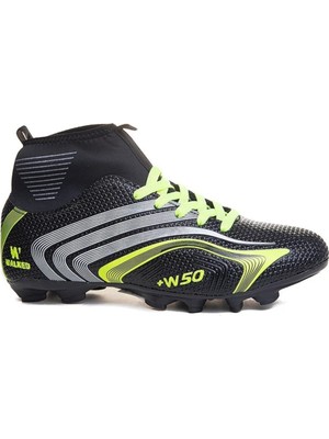 Walked Siyah Sarı Çoraplı Krampon Futbol Ayakkabısı Erkek Çocuk Kullanıcı Tipi Hafif Taban