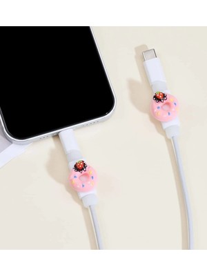 Dream Butik Açık Pembe Çilekli Donut Kablo Koruyucu