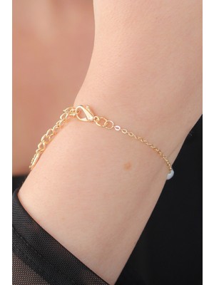 Clariss Gold Renk Inci Boncuk Model Kadın Bileklik