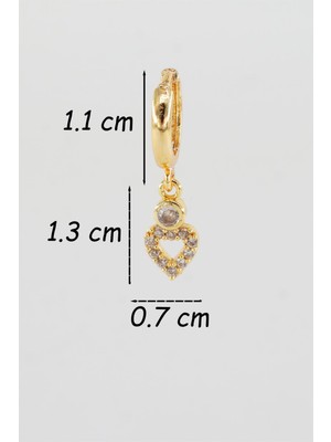 By Zeyna Aksesuar Kadın Zirkon Taşlı Kalp Figürlü 1 Adet Küpe