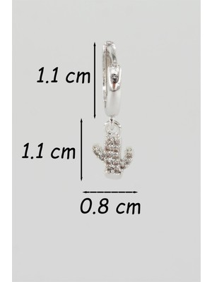 By Zeyna Aksesuar Kadın Zirkon Taşlı Kaktüs Figürlü 1 Adet Küpe