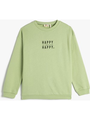 Koton Sweat Baskılı Slogan Temalı Uzun Kollu Bisiklet Yaka