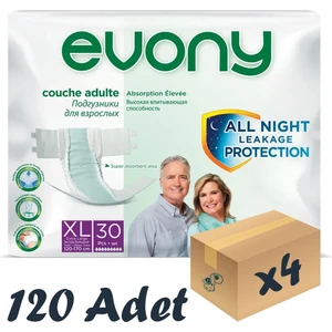 Evony Bel Bantlı Yetişkin Hasta Bezi Xlarge 30'Lu 4 Paket 120 Adet