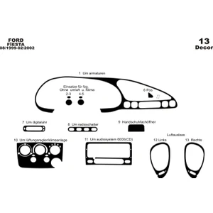 meriç cockpit design Meriç® Ford Fiesta Ön Torpido Kaplama Maun 13 Parça 1999-2002