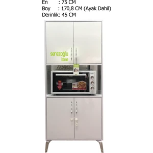 Serezoğlu Home Hamarat Large Çok Amaçlı Fırın Dolabı, Erzak, Mutfak, Balkon, Banyo-4 Kapaklı-4 Bölmeli-75x170,8x45